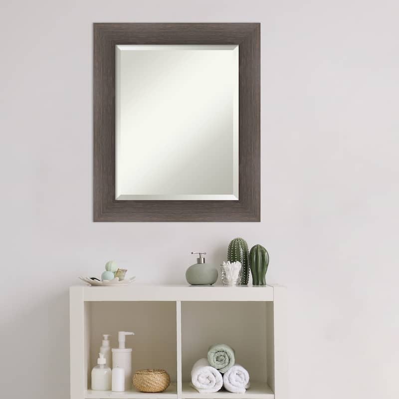 Beveled Wood Bathroom Wall Mirror - Hardwood Chocolate Frame - Hardwood Chocolate