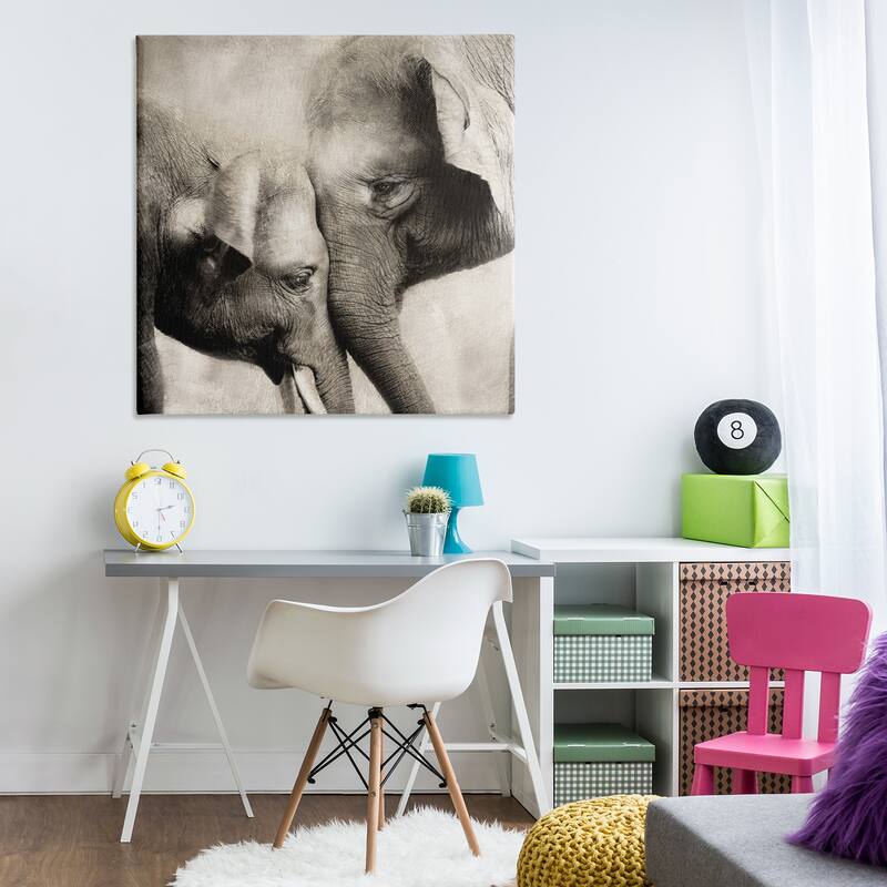 Stupell Elephant & Baby Hug Canvas Wall Art Design By CAD Designs