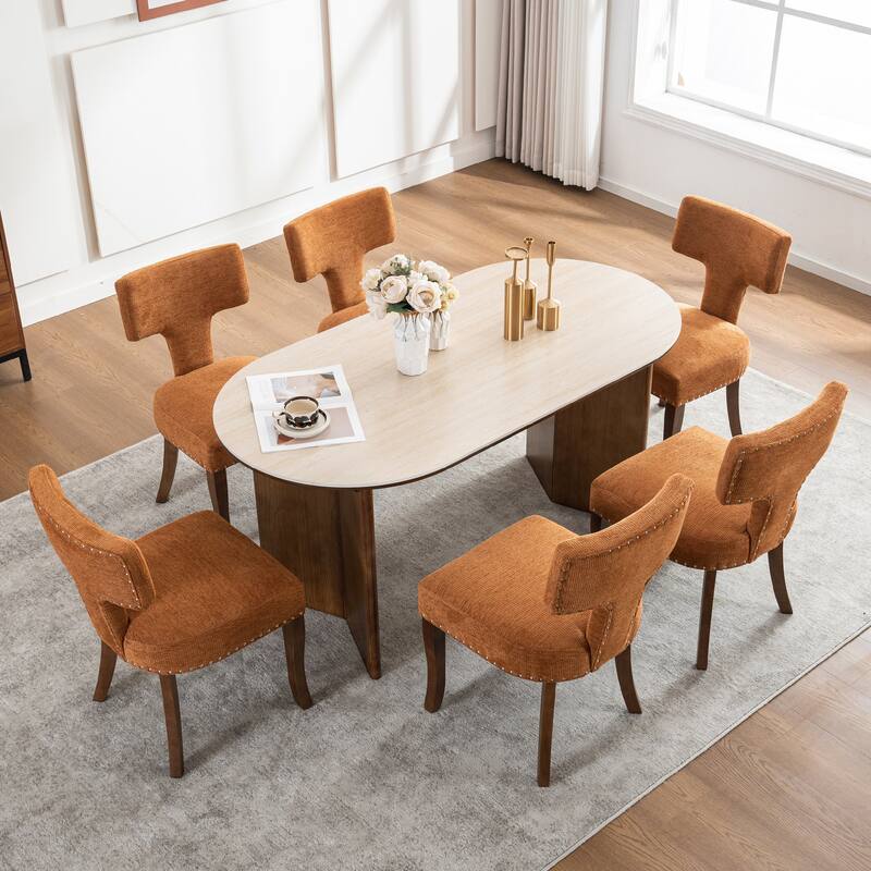 Upholstered Mordern Design T Back Dining Side Chair- Set of 2