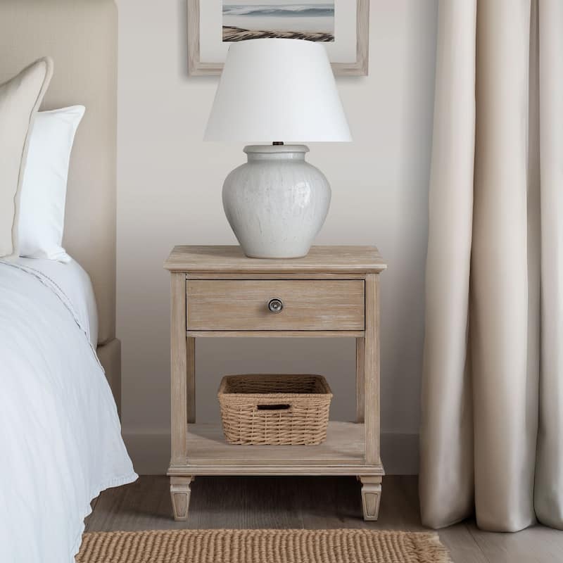 Madison Park Signature Victoria one-drawer wood bedside table with shelf