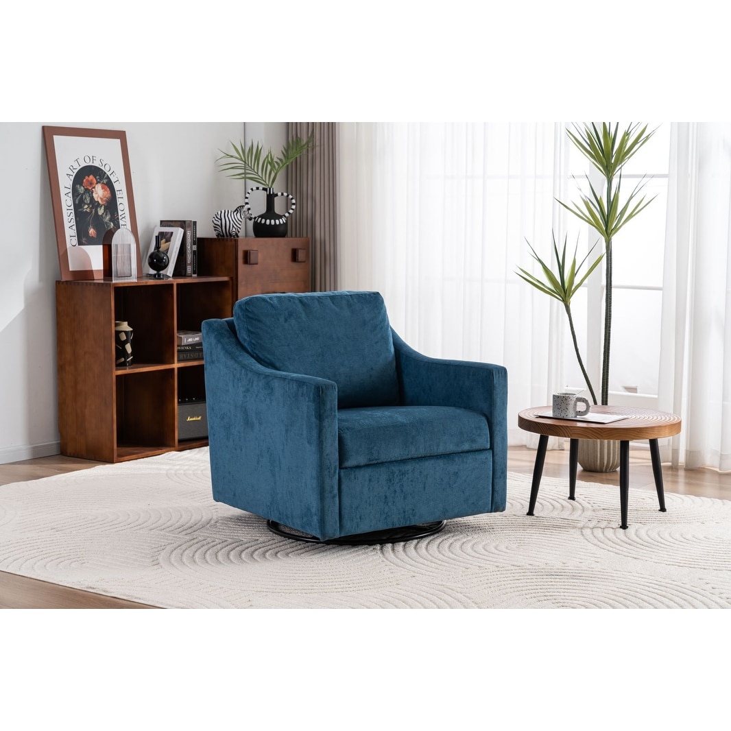 Modern upholstered Large swivel chair linen fabric comfortable to