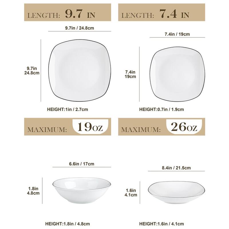 MALACASA Porcelain Modern Dinnerware Set
