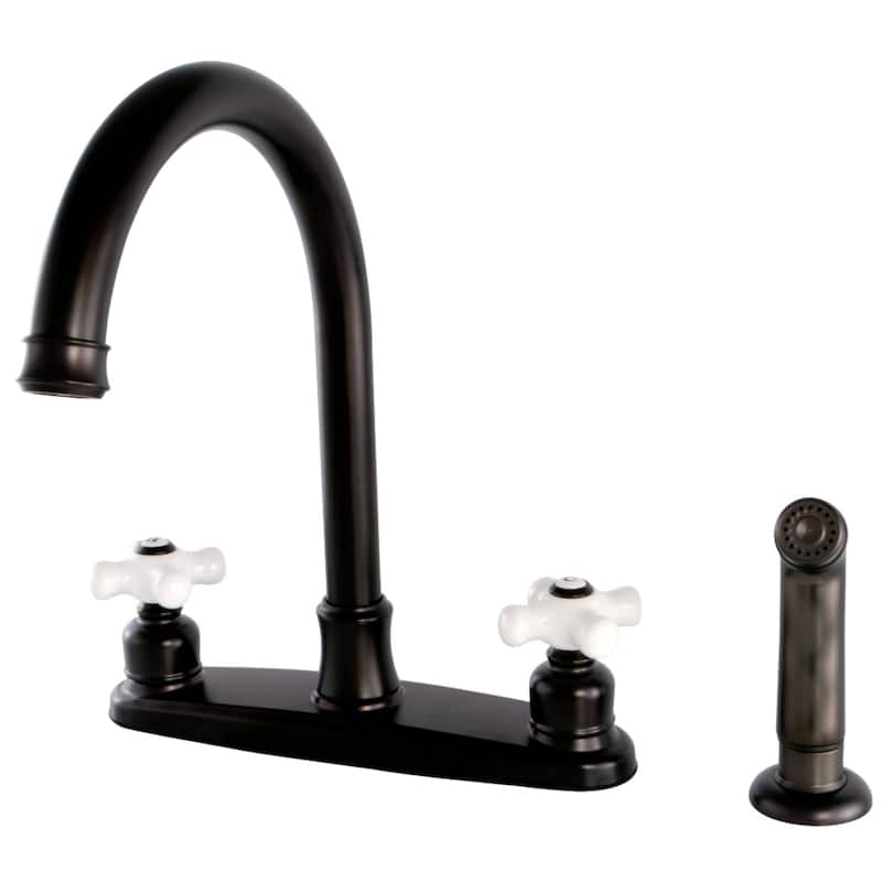 Victorian 8 in. Centerset Kitchen Faucet with Sprayer - Oil Rubbed Bronze
