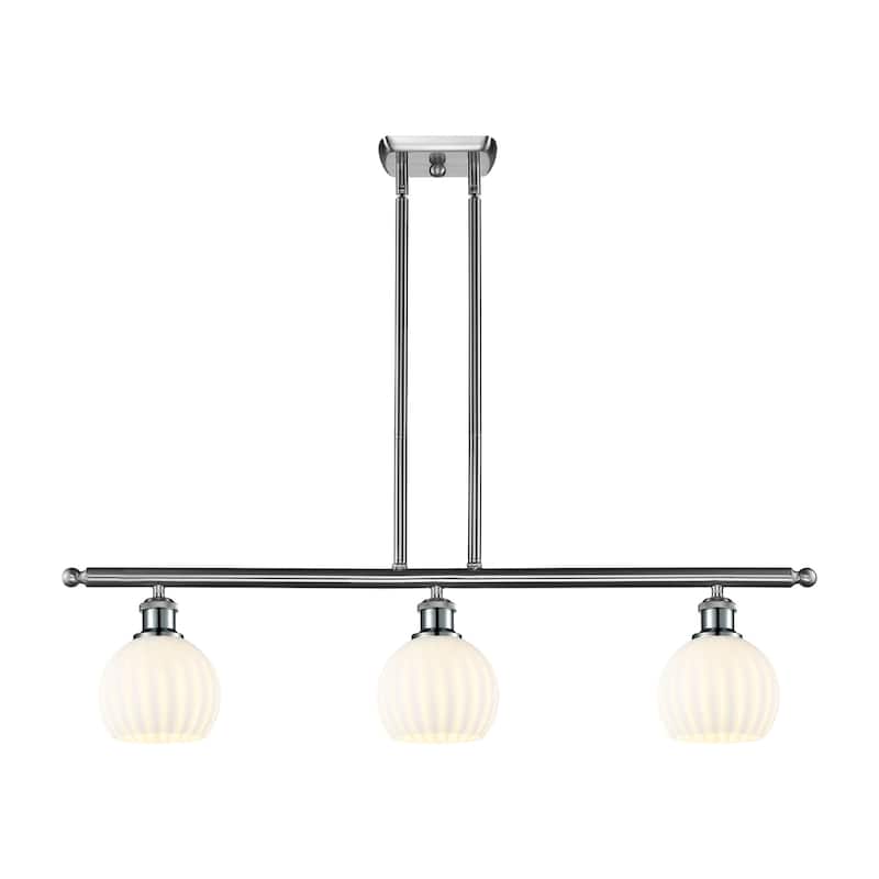 Innovations Lighting 516-3I-9-36-White Venetian-Indoor Pendant White - Brushed Satin Nickel / White Venetian