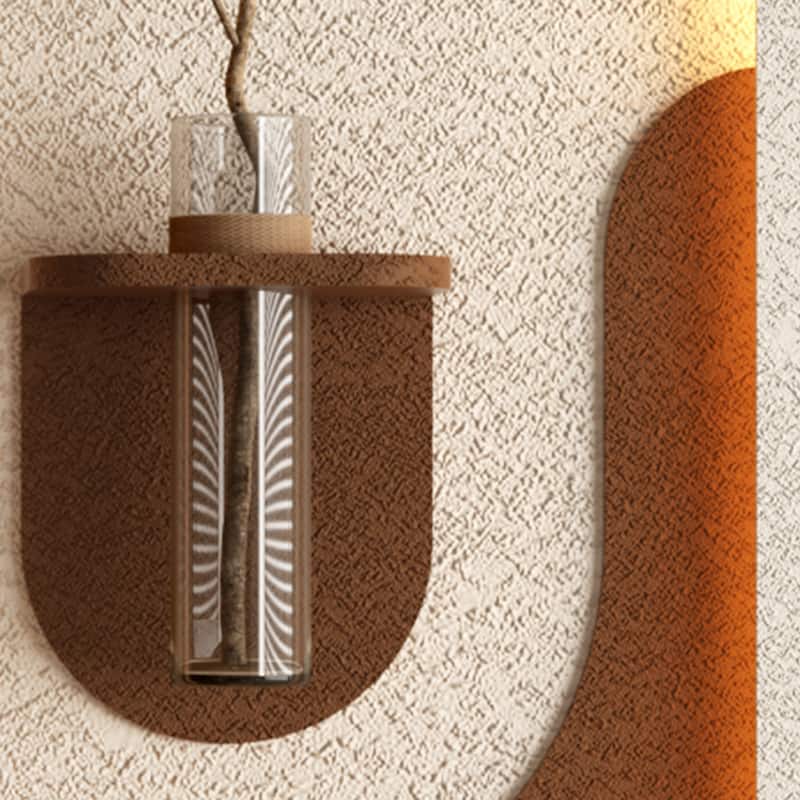 Roomfitters LED Sandstone Wall Art, 3D Round Sculpture with Light and Fake Rabbit Statue, Light Coffee