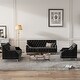 Modern three-piece sofa set with metal legs, buttoned tufted backrest ...