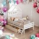 preview thumbnail 1 of 26, Wood Twin House Platform Bed with Guardrail and Storage Drawer,Kids Bed Design White