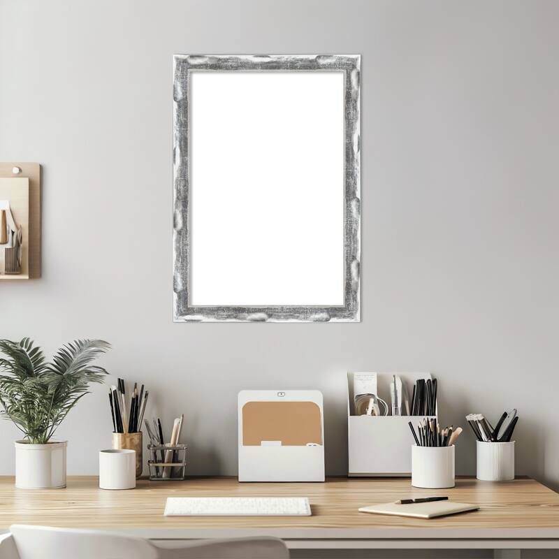 Amanti Art Scratched Wave Chrome Framed Dry Erase Magnetic Board