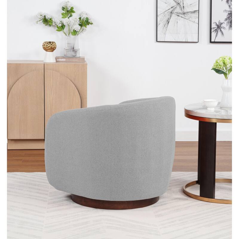 SEYNAR Modern Glam Boucle Fabric Round 360 Degree Swivel Barrel Chair