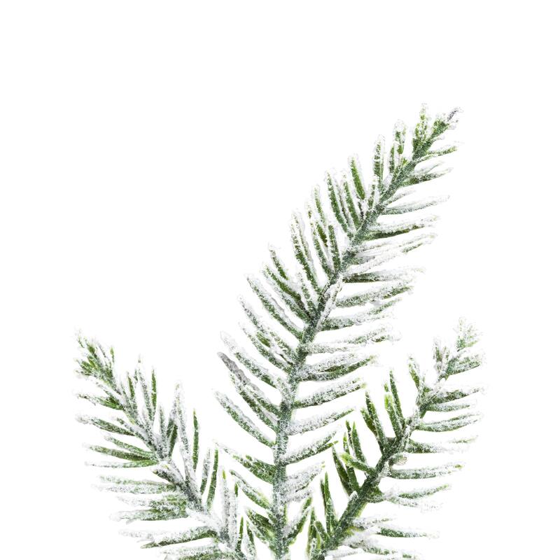 Heavily Flocked Pine Tree in Burlap Base Christmas Decoration