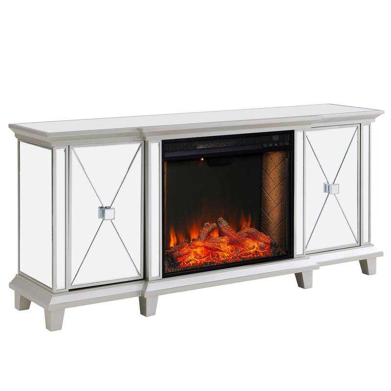 SEI Furniture Toppington Mirrored Fireplace - 58"W x 15"D x 27"H