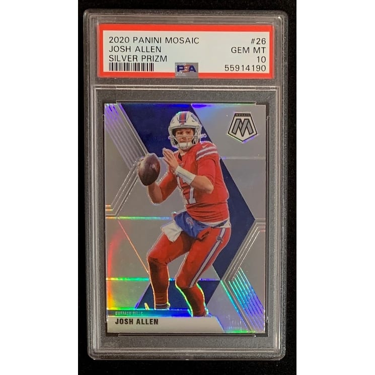 Josh Allen 2020 Panini Mosaic Silver Prizm Football Card #26 Graded PSA 10 - 8'6" x 11'6"