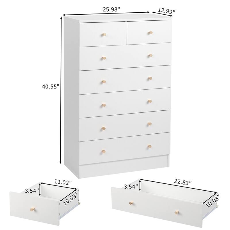 Simple Style Wooden 7-drawer Dresser with Metal Handles