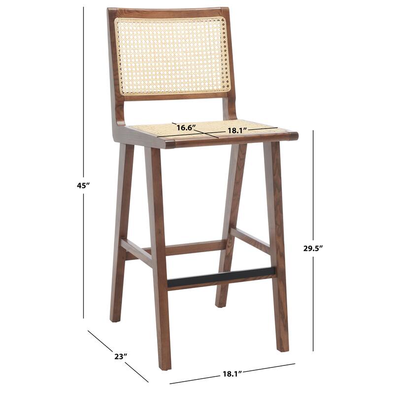 SAFAVIEH Couture Jeff French Cane 30-inch Bar Stool - 18 In. W x 23 In. D x 45 In. H - 18Wx23Dx45H