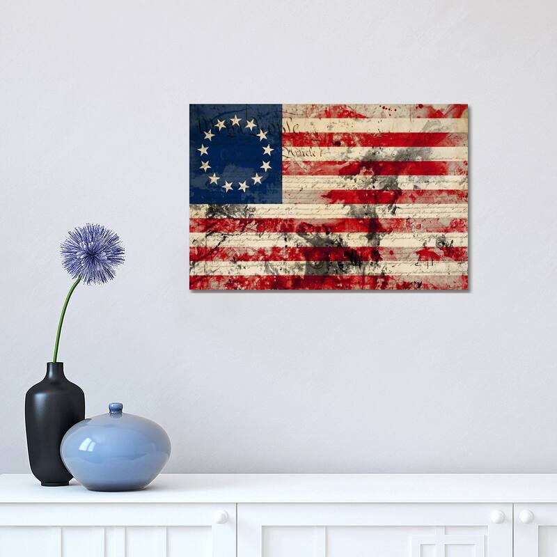 iCanvas "USA "Betsy Ross" Flag with Constitution Background I" by iCanvas Canvas Print - 12x18x1.5