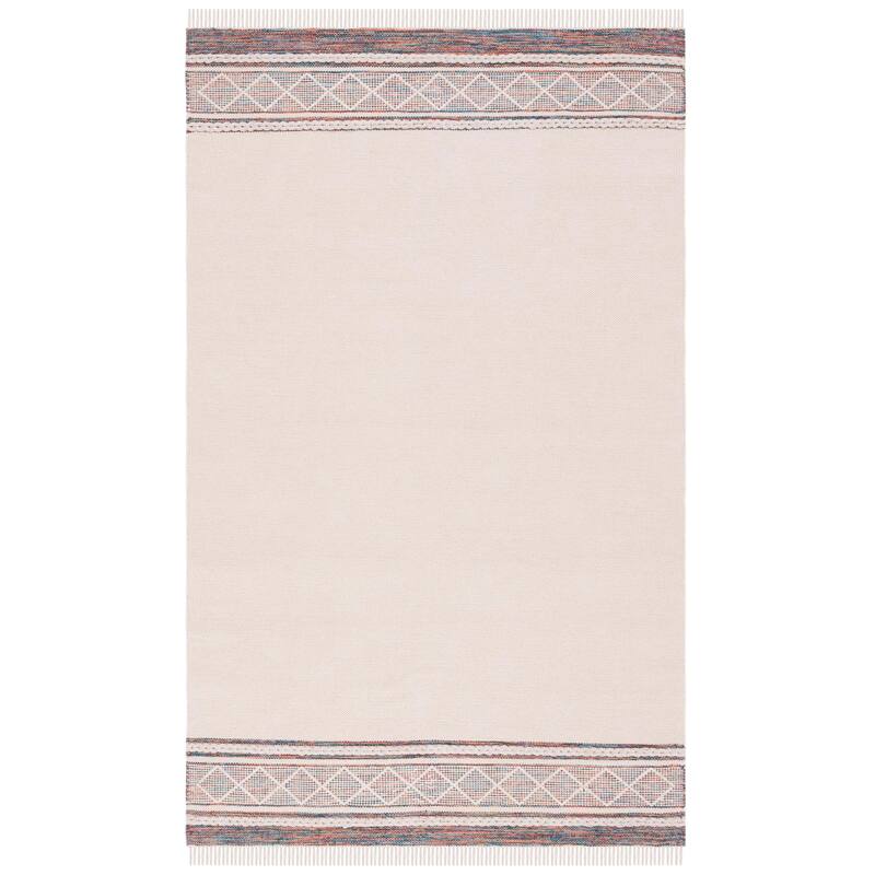 SAFAVIEH Handmade Montauk Natalie Boho Cotton Fringe Rug - 6' Square - Beige/Blue