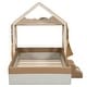 preview thumbnail 14 of 12, Brown+White Twin Size Upholstered House Bed with Curtains for Kids