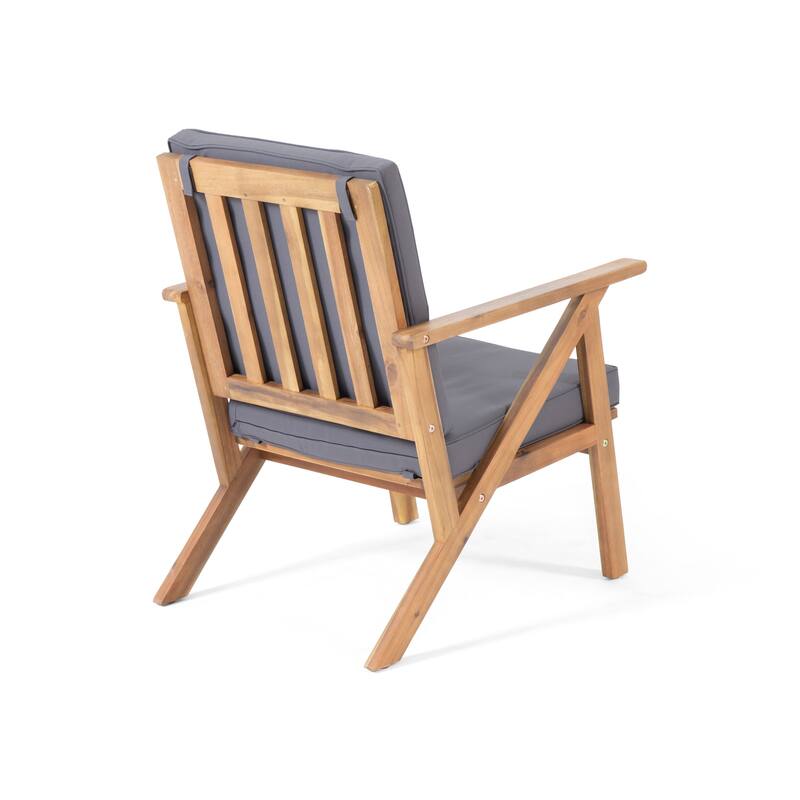 4-Piece Wood Patio Furniture Set, All-Weather Waterproof Conversation Set, Outdoor Bistro Set with Loveseat Chairs, Table
