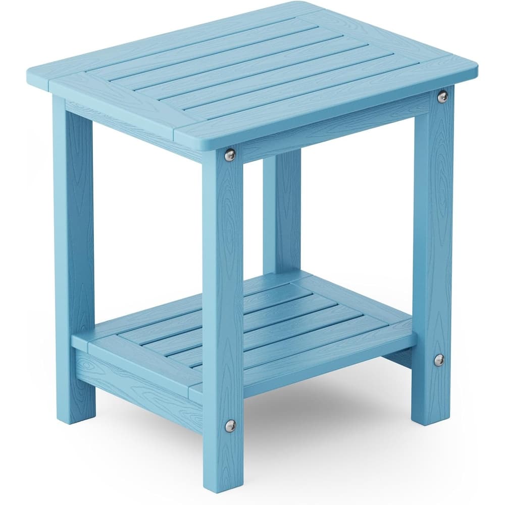 WINSOON Small Outside Adirondack Square Side Table,Double Layer