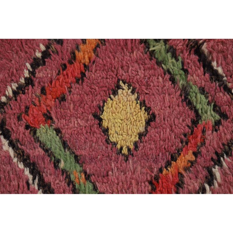 Purple Geometric Moroccan Oriental Area Rug Handmade Wool Carpet - 9'1" x 12'8"