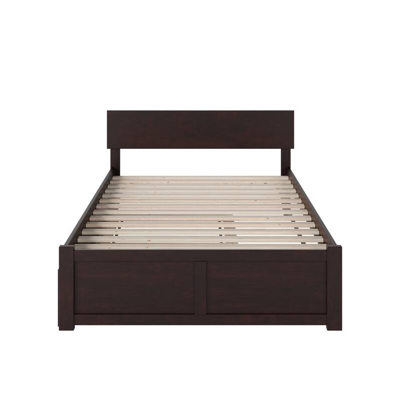 AFI Orlando Platform Bed with Footboard & Twin XL Trundle