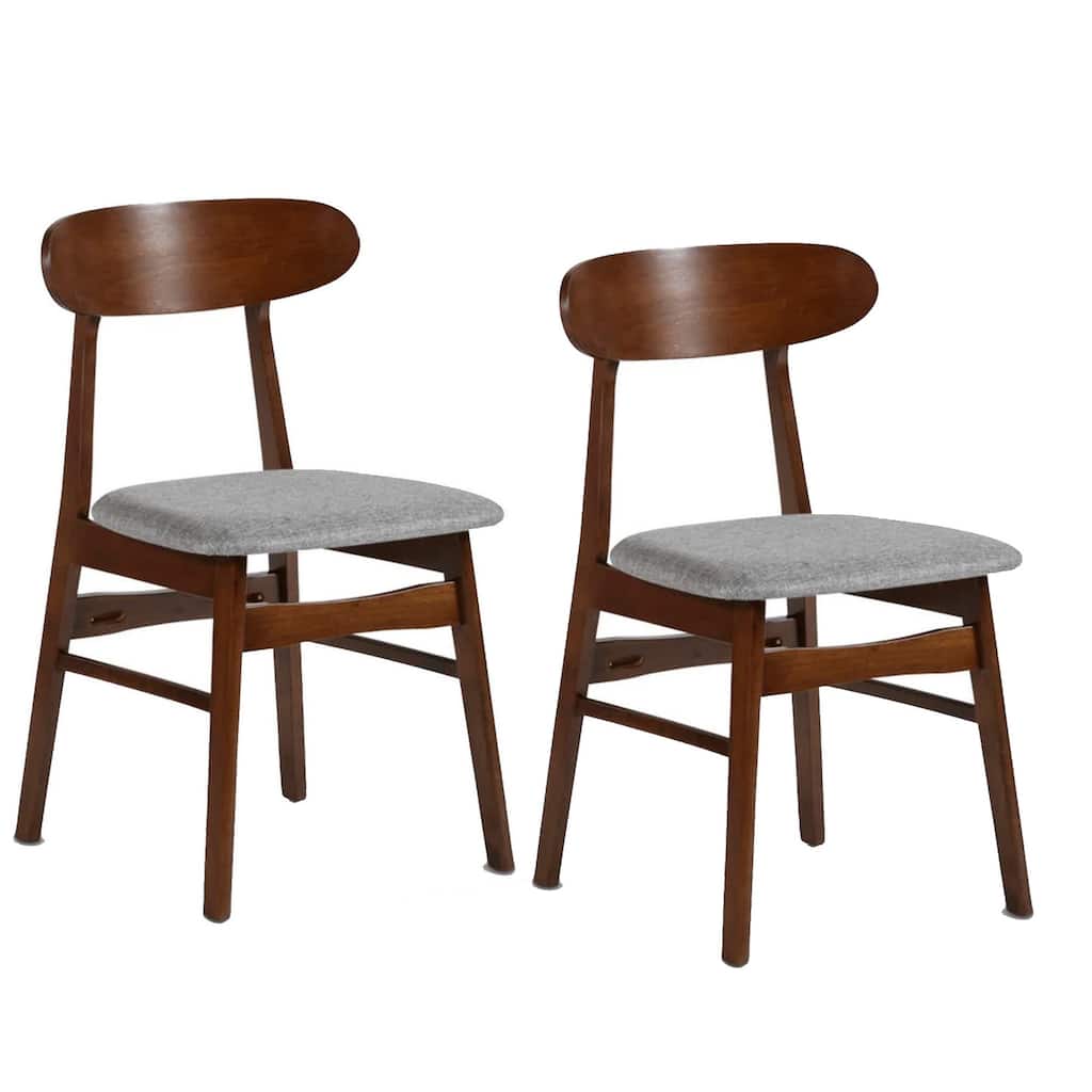 Brown/Gray Fabric Upholstered Wood Frame Dining Chair, Set of 2, Sturdy Dining Chair for Dining Rooms - 17.5