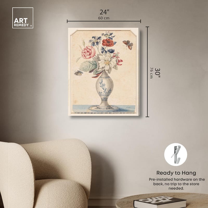 Vase with Flowers II 1850 Canvas by Art Remedy, Gallery Wrapped