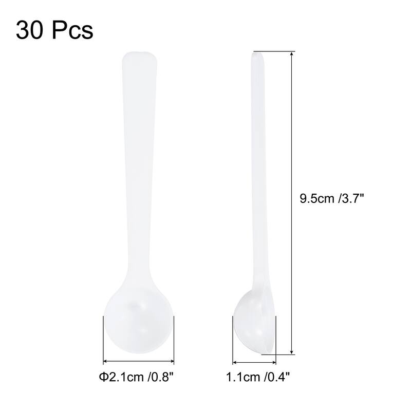 30 Pcs Measuring Spoon with Short Handle, Teaspoon Plastic Scoops, White - 1g