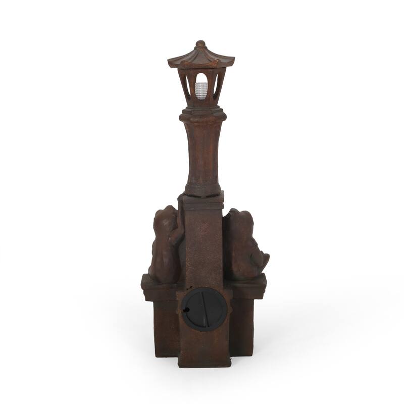 37.25" High Elaine Sapos Fountain, Rustic Multi-Brown, Hand Crafted Resistant Floor Fountain with Light