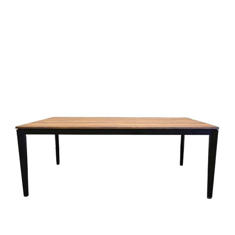 HomeRoots 79" Walnut and Black Wood Dining Table - 78.70 in. x 29.50 in. x 39.80 in.