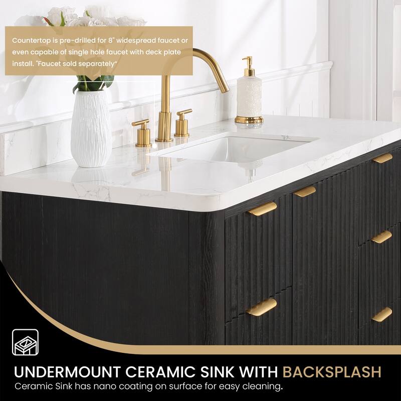 Cadiz Bath Vanity with Composite Stone Top and Mirror