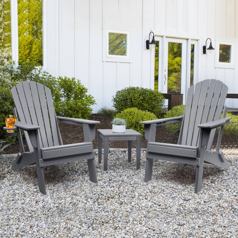 Vrakae Folding Adirondack Chair with Cup Holder Set of 2