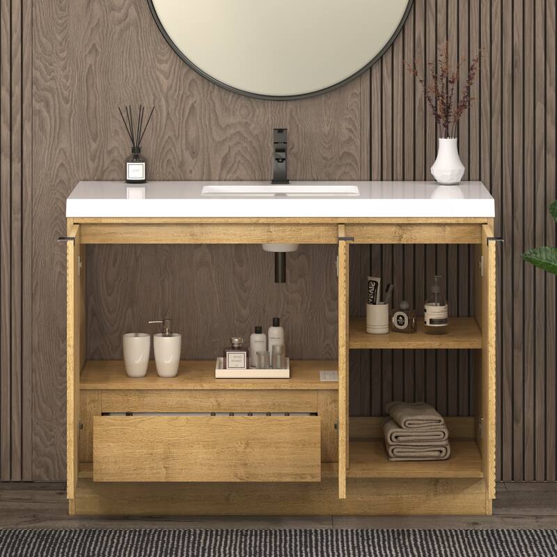 Milano 48" Freestanding Bathroom Vanity with White Acrylic Sink