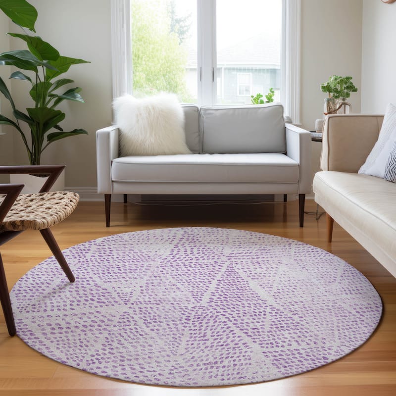 Machine Washable Indoor/ Outdoor Chantille Contemporary Diamonds Rug - Purple - 8' x 8'