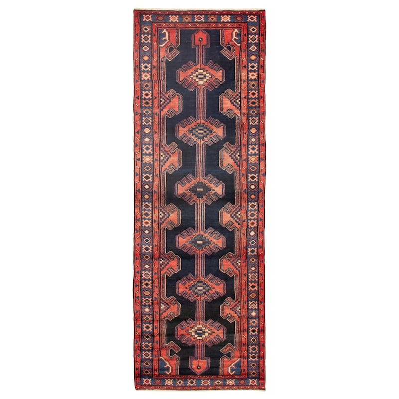 ECARPETGALLERY Hand-knotted Andelz Dark Navy Wool Rug - 3'5 x 9'8 - Dark Navy - 3'5 x 9'8