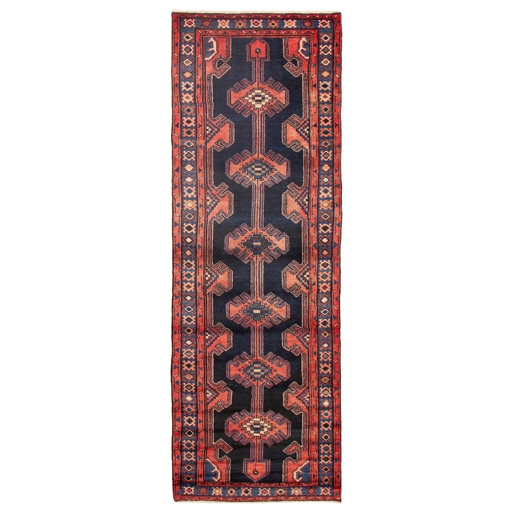 ECARPETGALLERY Hand-knotted Andelz Dark Navy Wool Rug - 3'5 x 9'8