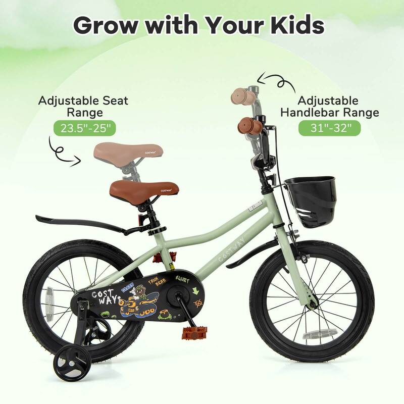 Costway 12"/14"/16"/18" Kid’s Bike with Training Wheels Adjustable