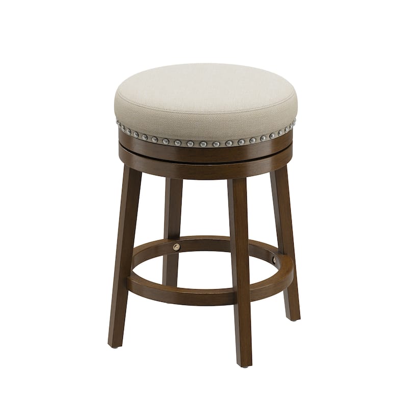 Swivel Counter Height Bar Stool with Upholstered Seat Solid Wood Frame