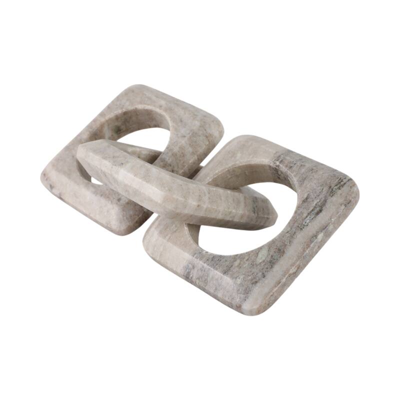 Sagebrook Home 11" 3-link Onyx Marble Chain, Beige, 1"H - 11" x 4.5" x 1"