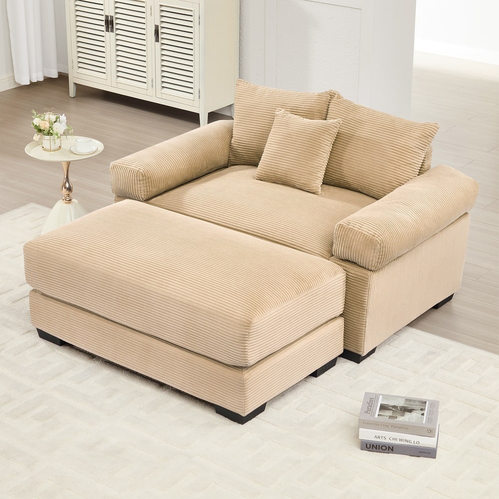 54" Oversized Cloud Sectional - Extra-Thick Cushions, Corduroy Fabric, Easy Assembly - Living Room, Study