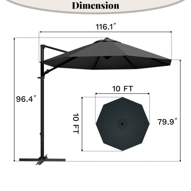 Patiowell 10FT Patio Umbrella with Push Button Tilt and Crank, Outdoor Umbrella, Multiple Colors