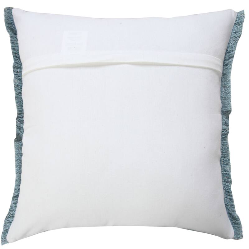 20" Blue Solid Fringe Square Throw Pillow