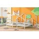 preview thumbnail 12 of 14, Modern Double Twin House Beds with Center Table, Gray/White - Shared Comfort Design