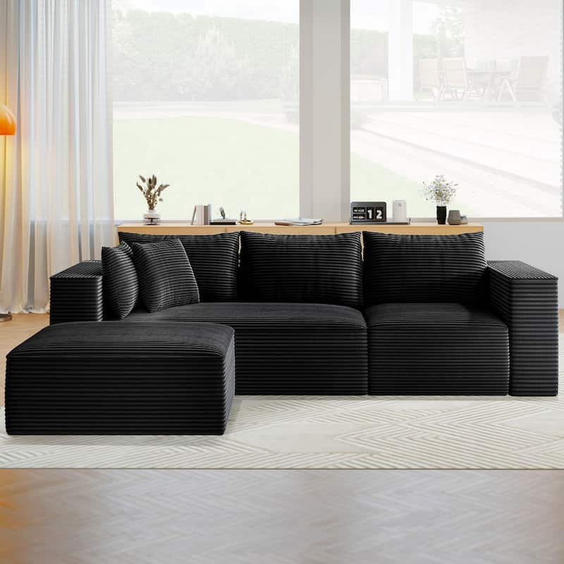 108" Modular Sectional Couch with L-Shape Chaise, Modern Cloud Sectional Sofa with Deep Seat