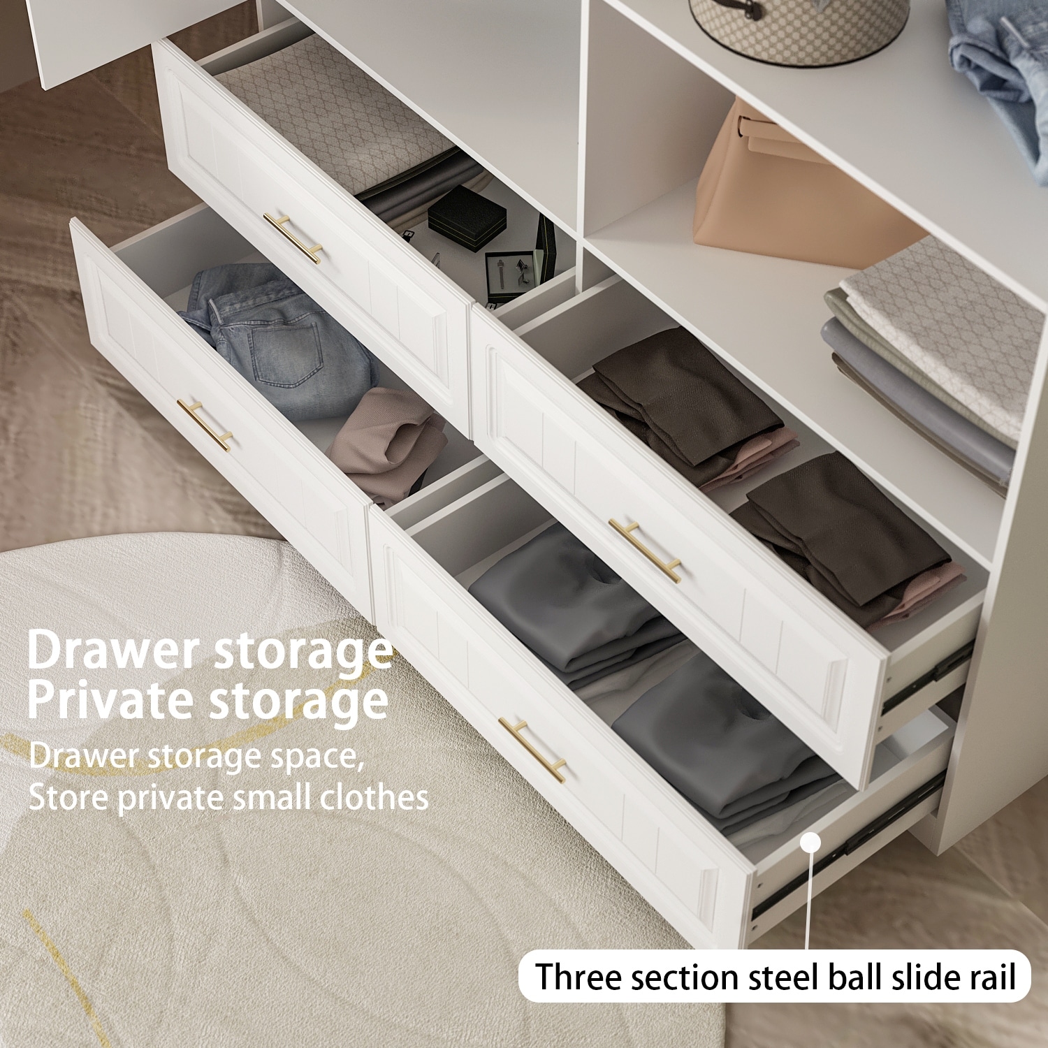 93.9H/74.2H Armoires Wardrobe Closet Cabinet Hanging Drawers Storage -  Bed Bath & Beyond - 36519511