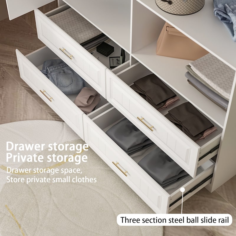 93.9"H/74.2"H Armoires Wardrobe Closet Cabinet Hanging Drawers Storage