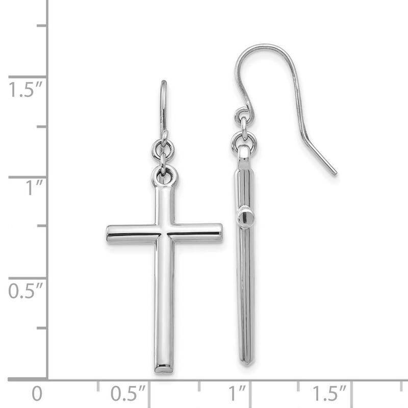 Curata 14k White Gold 43x15mm Large Polished Cross Dangle Drop Hook Earrings