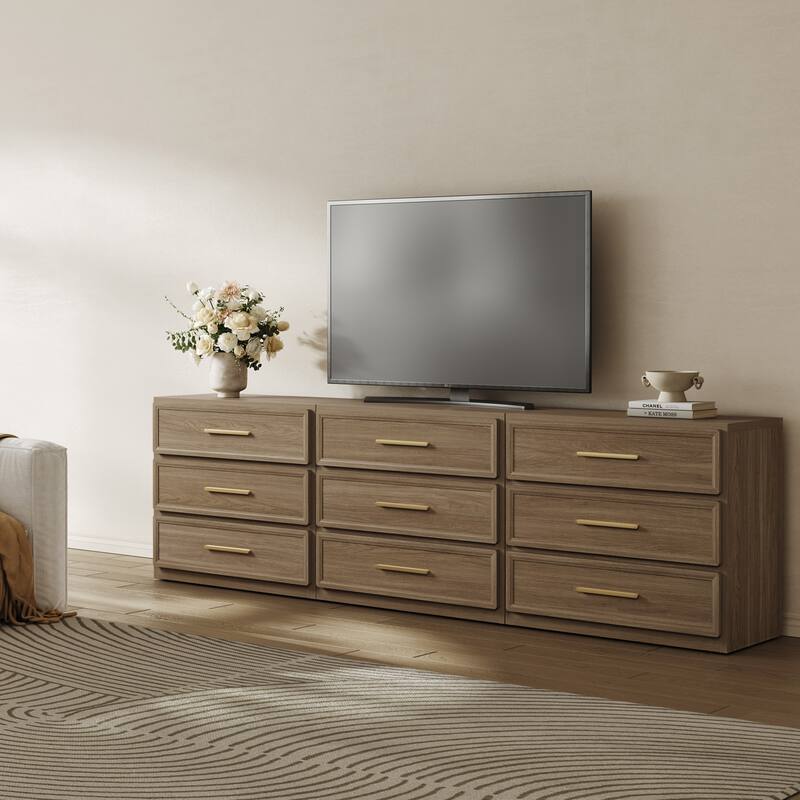 Gold-Accent 3-Drawer Nightstand: Multi-Use for Bedrooms, Guest Rooms & Dressers