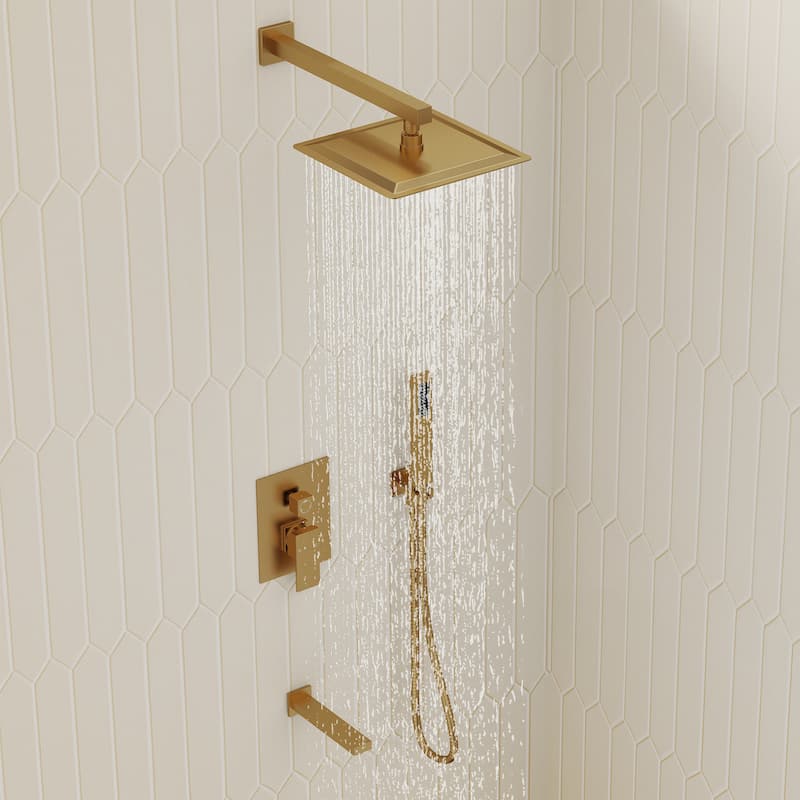 Wall Mounted Shower System Bathtub Facuet Set, High-Pressure 10" Rain Shower Head with Handheld