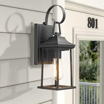 Outdoor Wall Lantern Sconce Black Finsh With Clear Glass - N/A